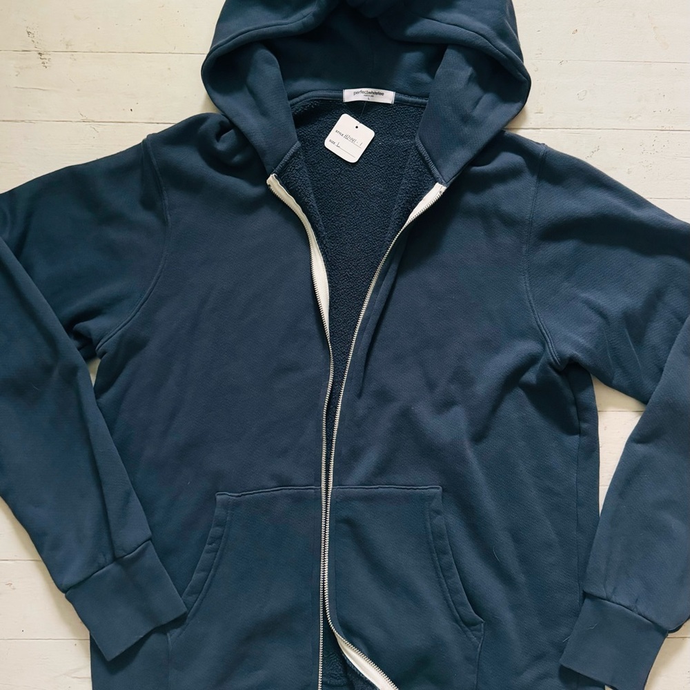 Perfectwhitetee Blue Zip-Up Hoodie USA made